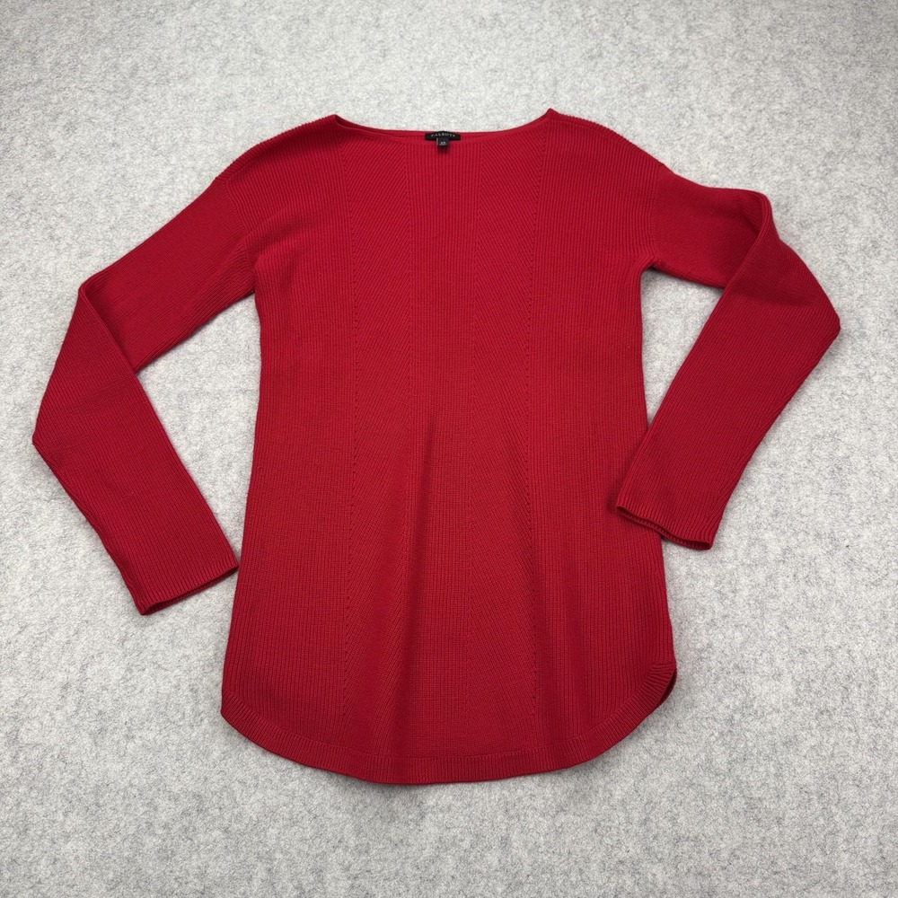 Talbots Womens Red Ribbed Cashmere Blend Boat Neck Tunic Sweater XS